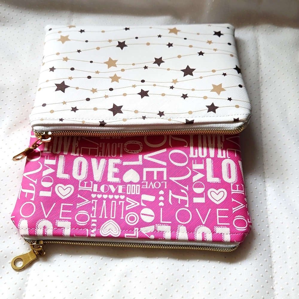 2/$15 Handmade Cosmectic Leather Zipper Purse. 6" by 7".Leather Purse.